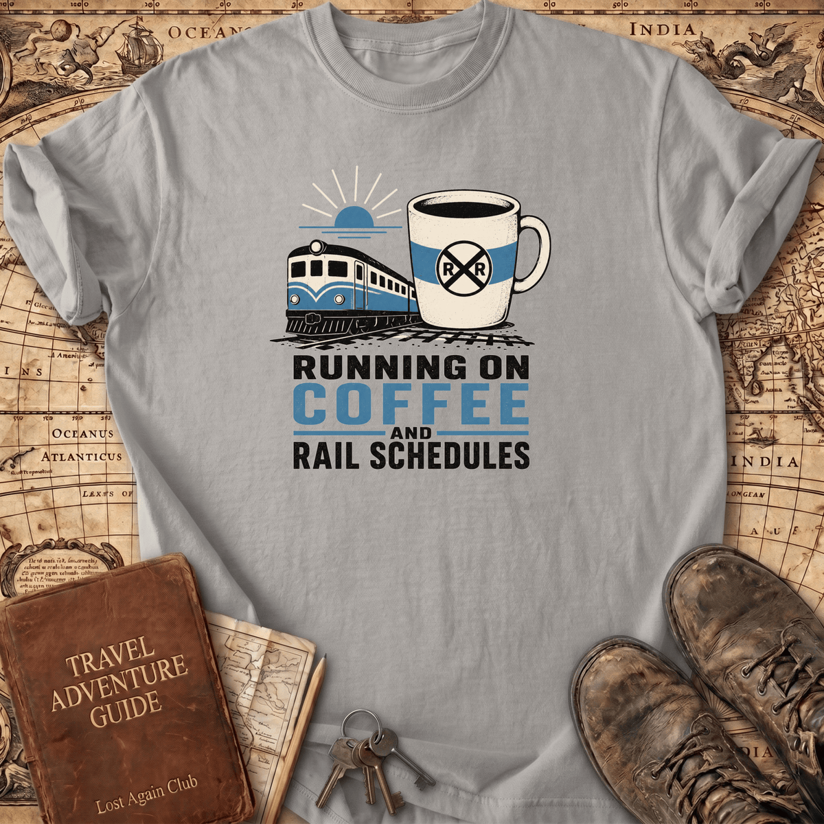 Running On Coffee And Rail Schedules - T-Shirt