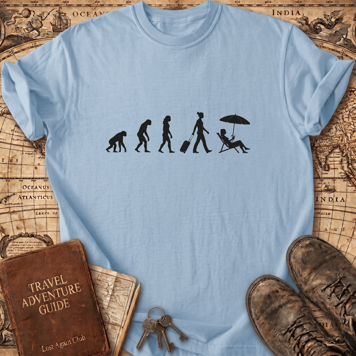 Evolution of Traveling Woman T-Shirt