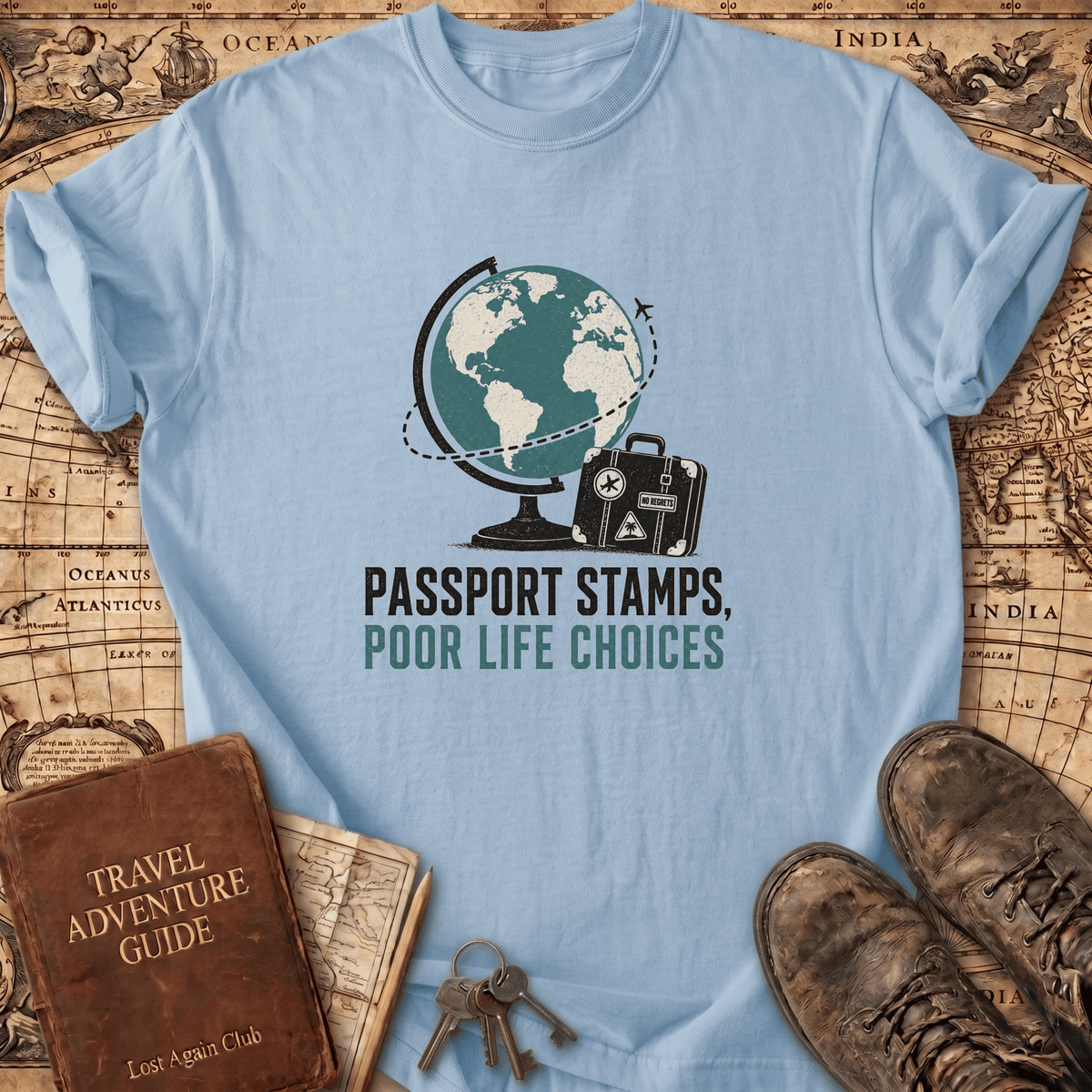 Passport Stamps Poor Life Choices - T-Shirt