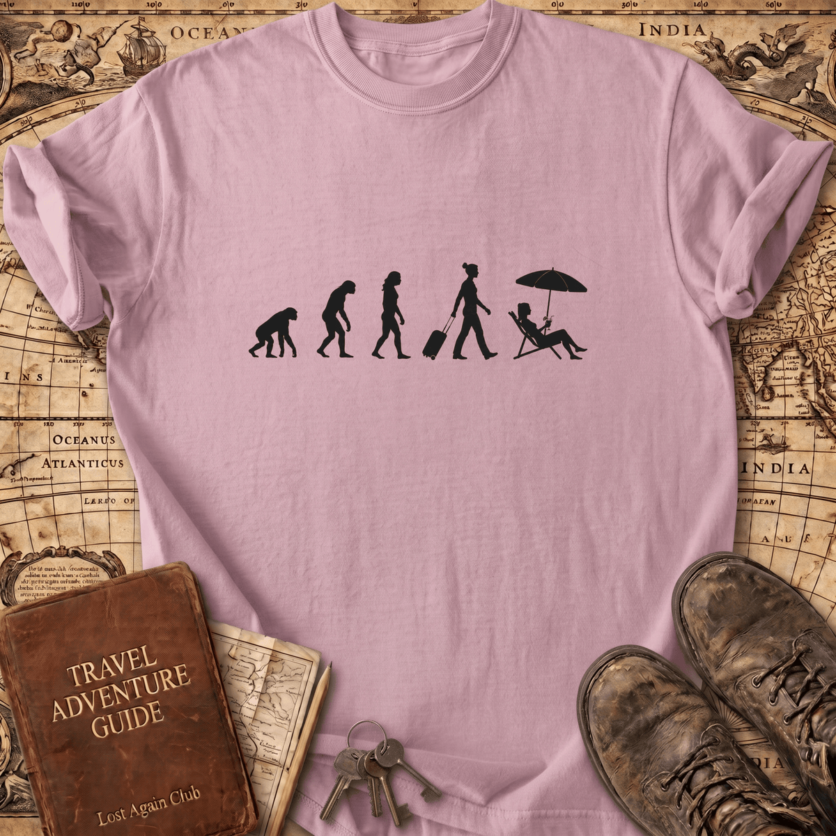 Evolution of Traveling Woman T-Shirt