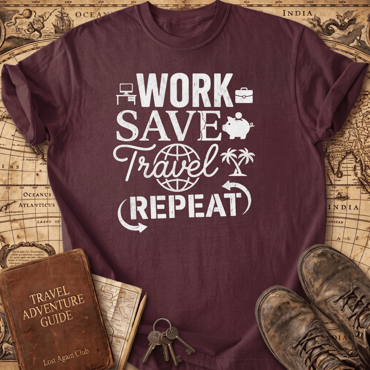 Work-Save-Travel-Repeat - T-Shirt