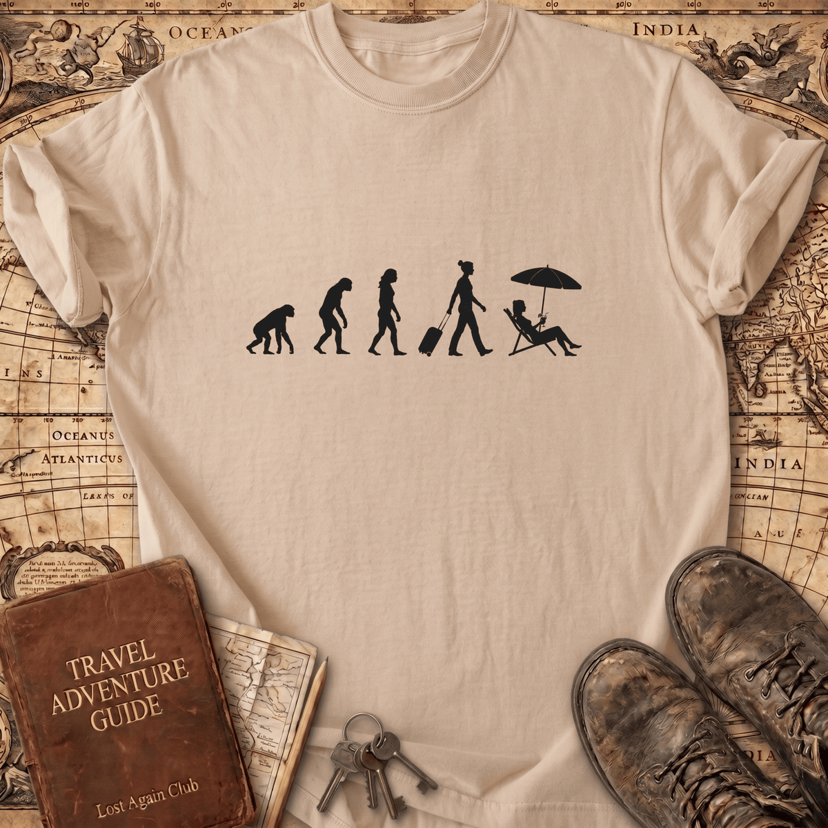 Evolution of Traveling Woman T-Shirt