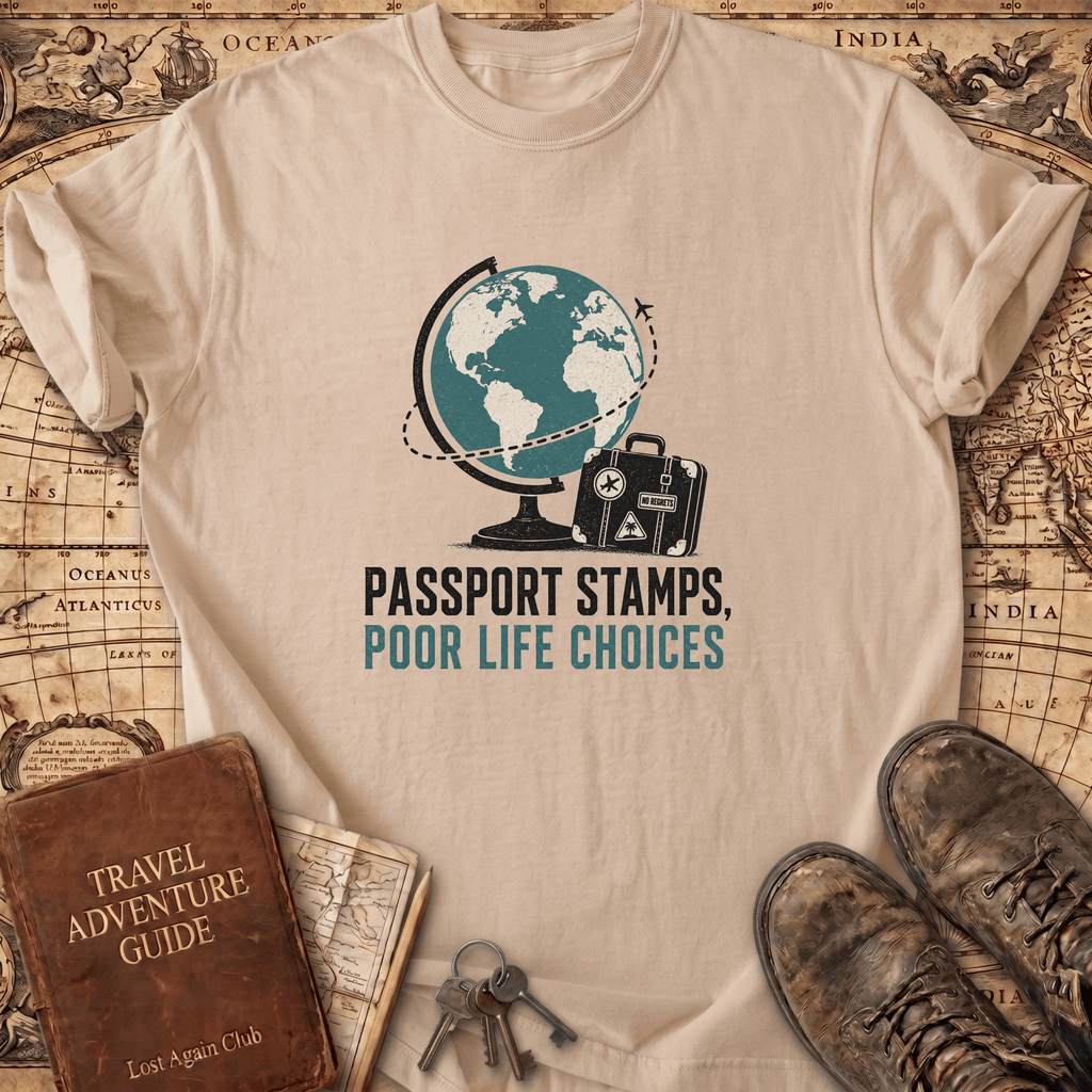 Passport Stamps Poor Life Choices - T-Shirt