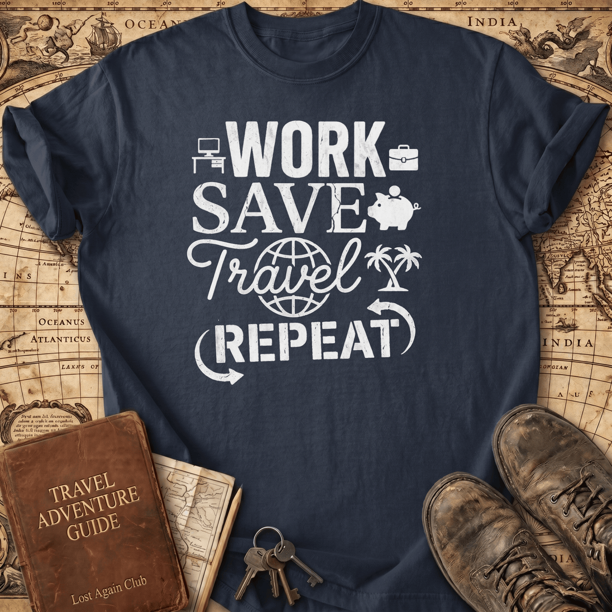 Work-Save-Travel-Repeat - T-Shirt