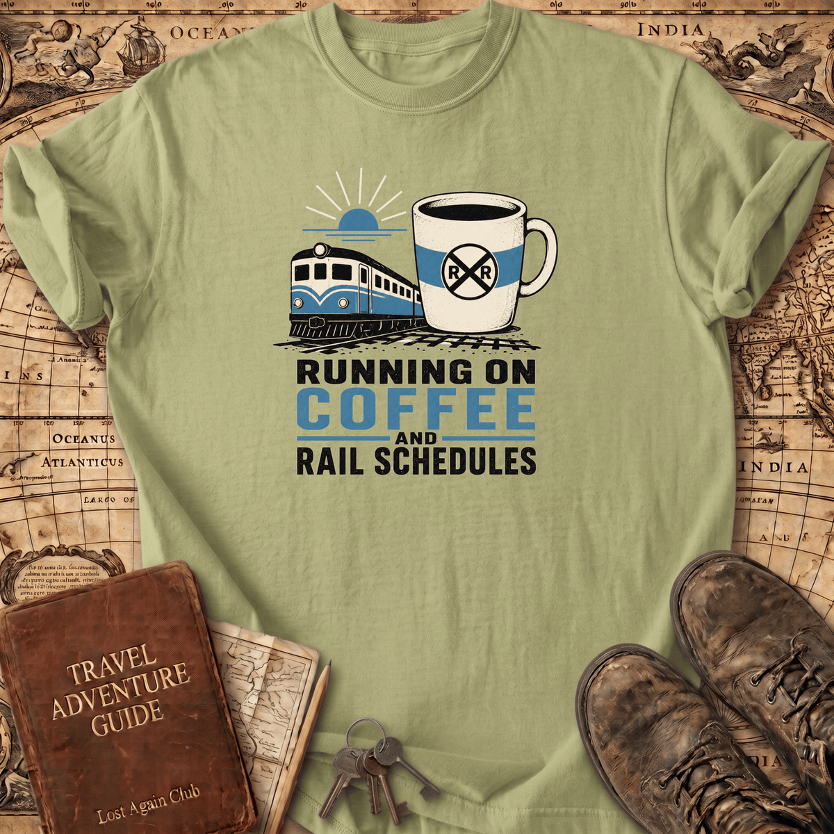 Running On Coffee And Rail Schedules - T-Shirt
