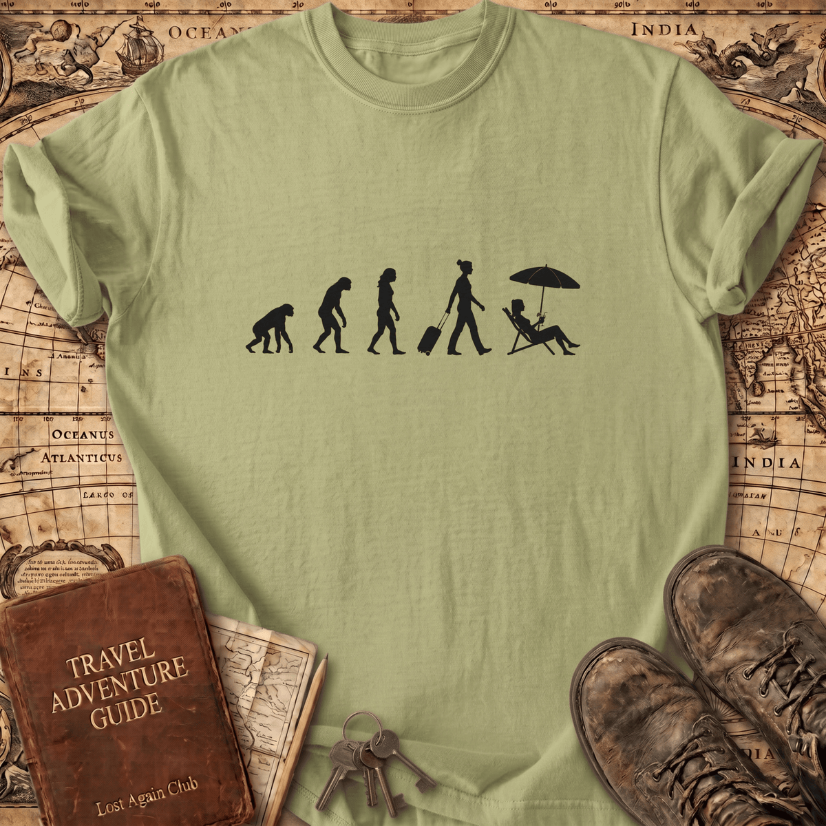 Evolution of Traveling Woman T-Shirt