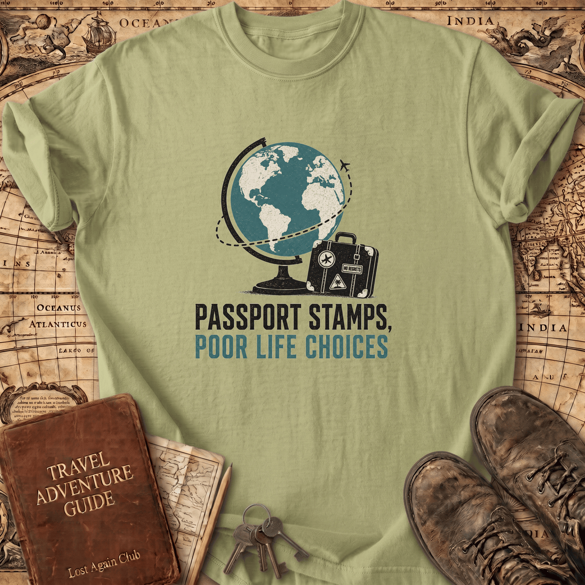 Passport Stamps Poor Life Choices - T-Shirt