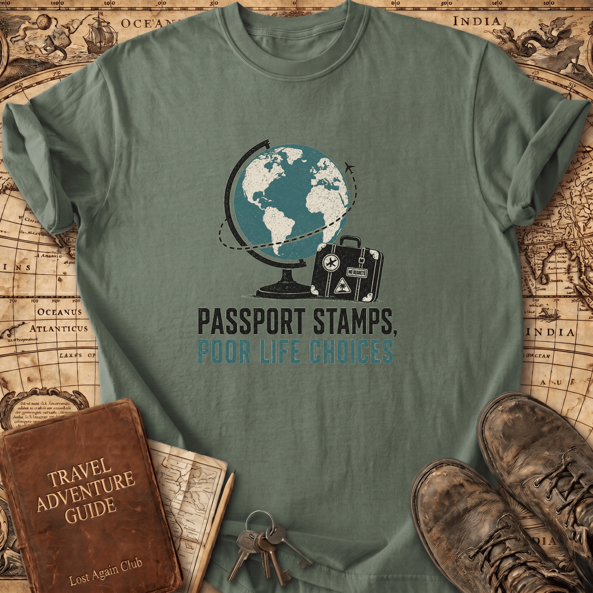 Passport Stamps Poor Life Choices - T-Shirt