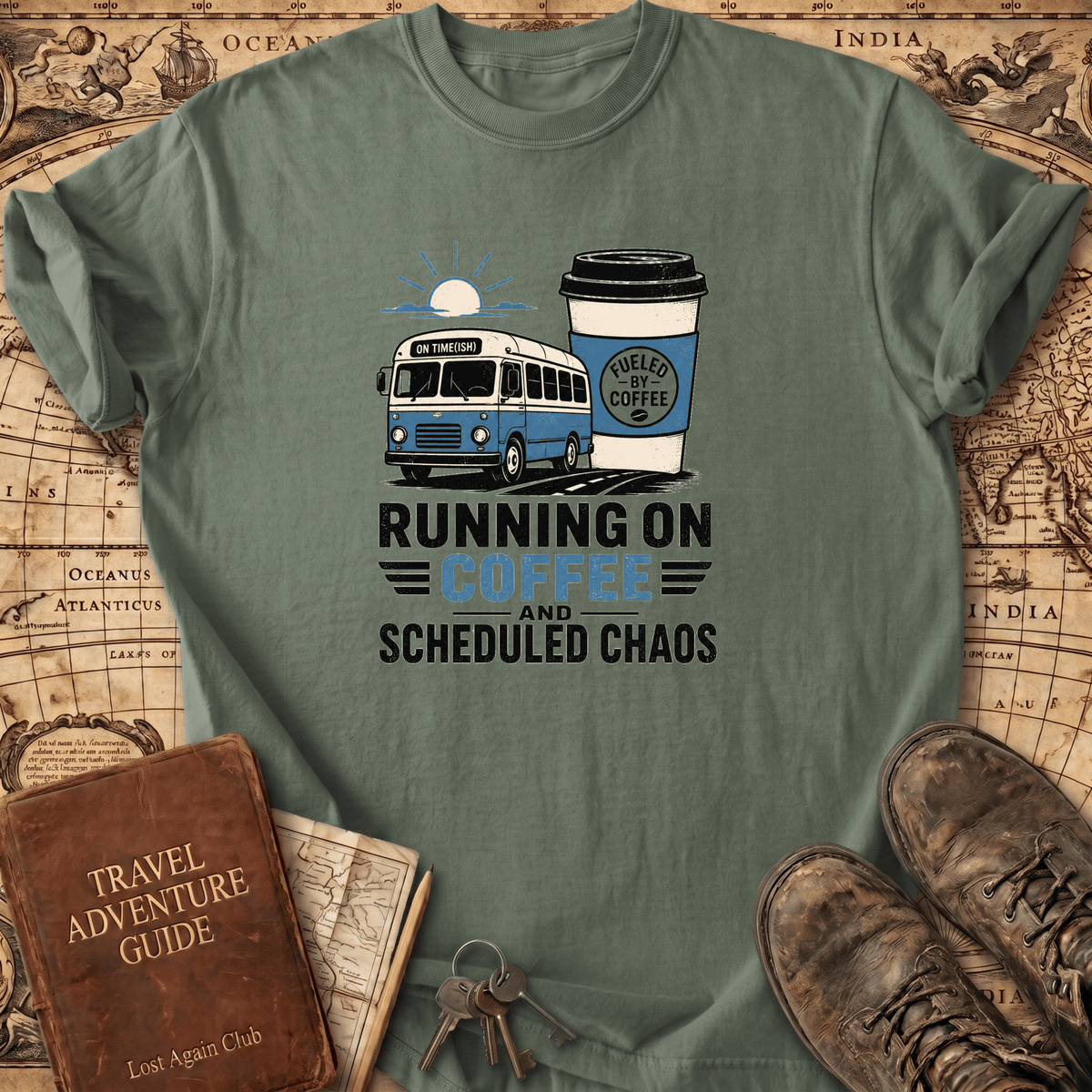 Running On Coffee And Scheduled Chaos - T-Shirt