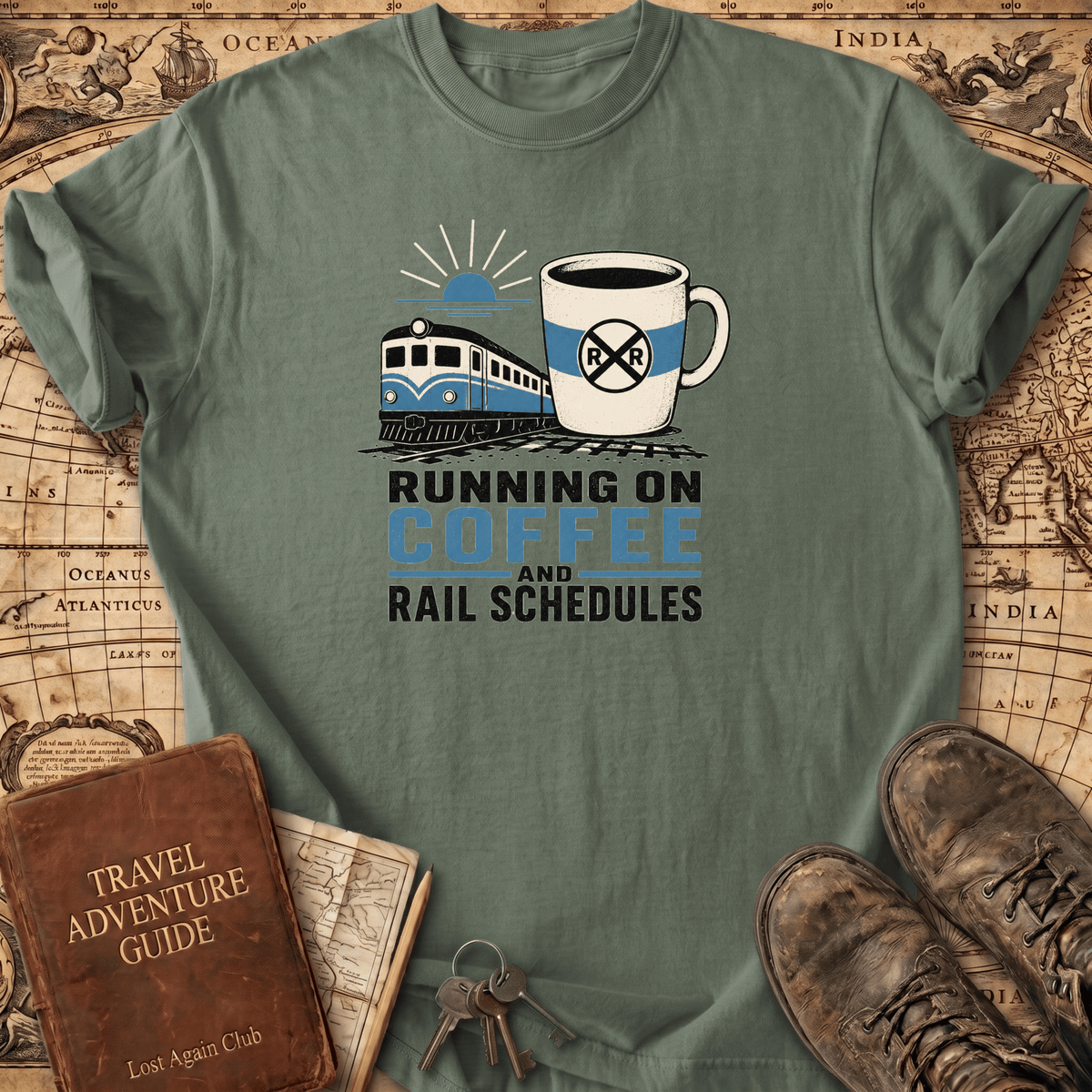 Running On Coffee And Rail Schedules - T-Shirt