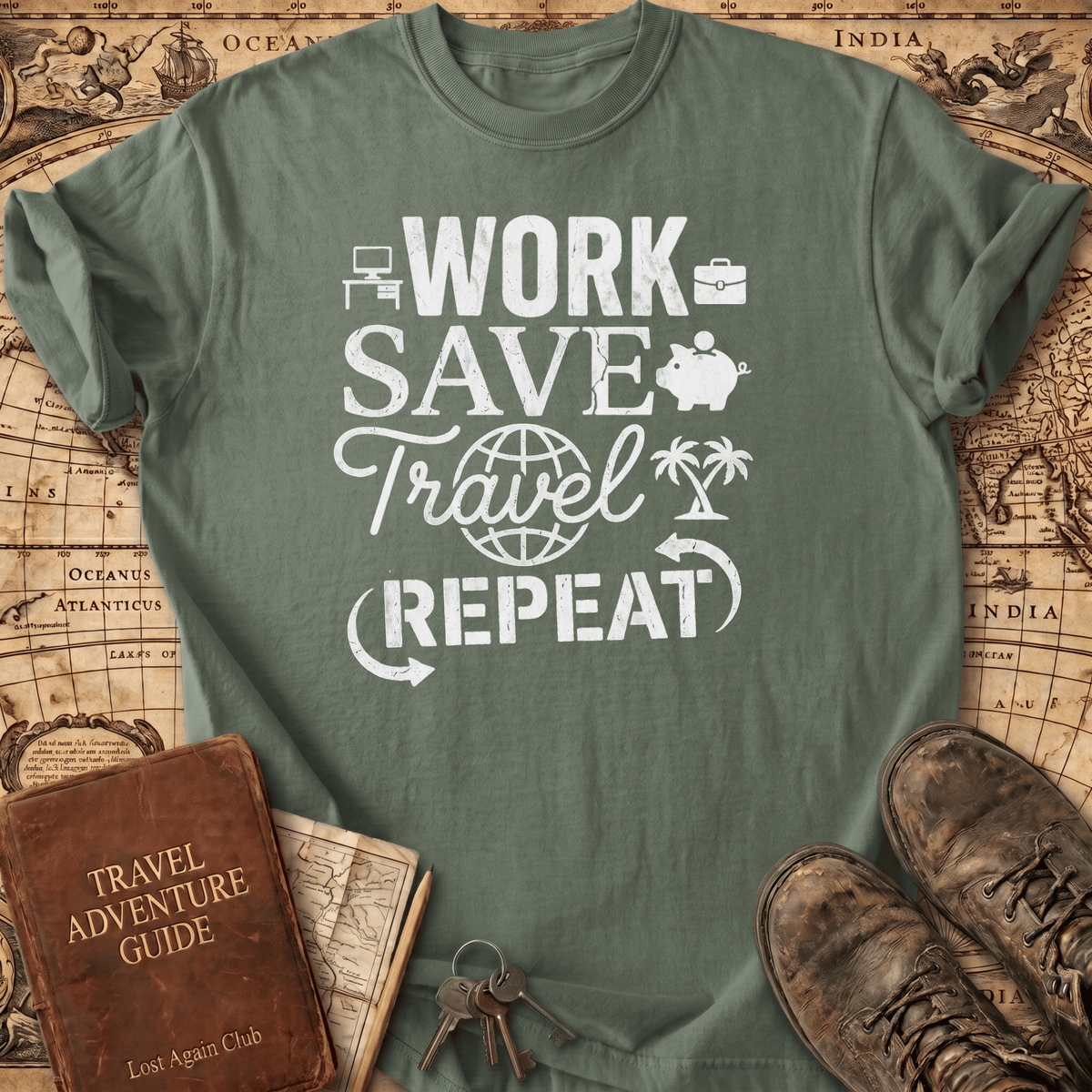Work-Save-Travel-Repeat - T-Shirt
