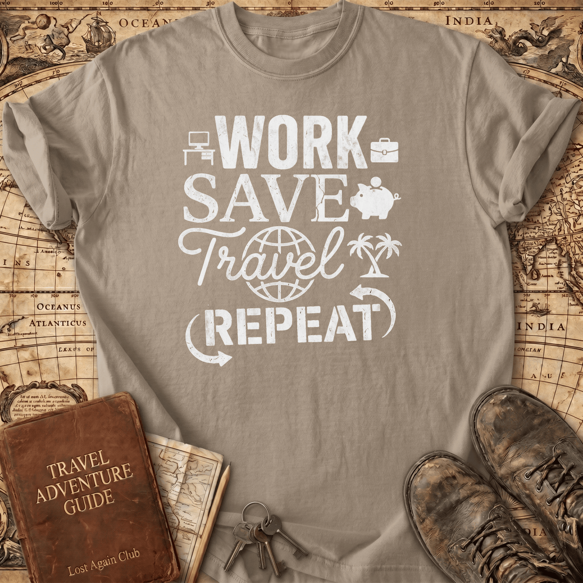 Work-Save-Travel-Repeat - T-Shirt