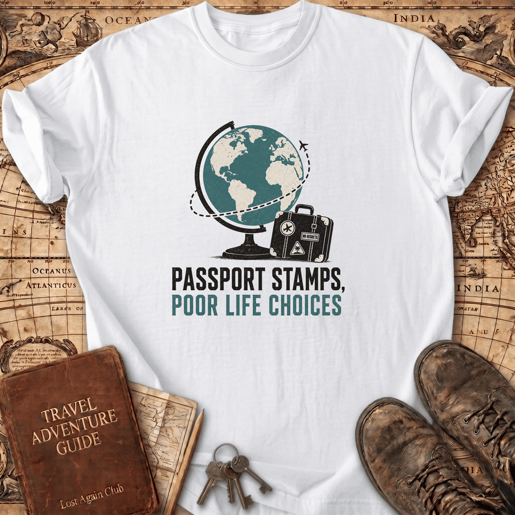 Passport Stamps Poor Life Choices - T-Shirt