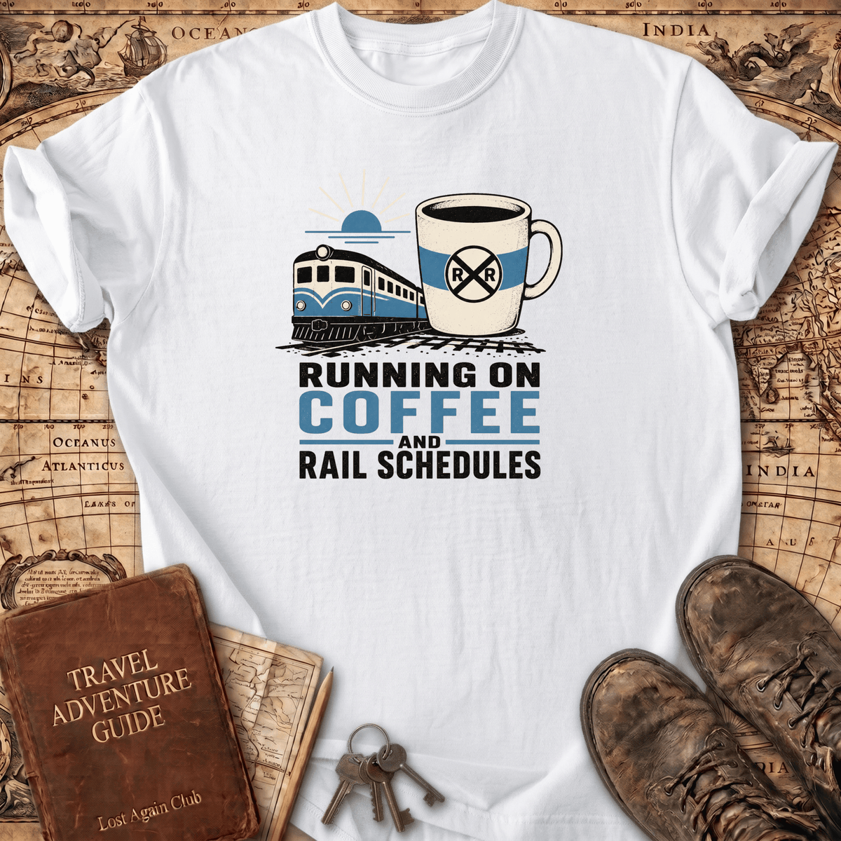 Running On Coffee And Rail Schedules - T-Shirt