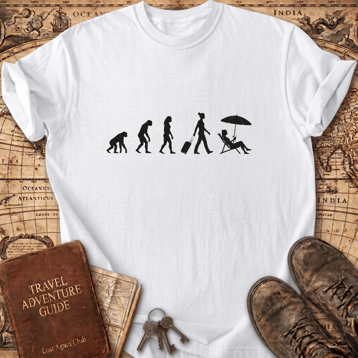 Evolution of Traveling Woman T-Shirt